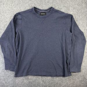 Bonobos Sweater Mens Large Blue Waffle Knit Crewneck Long Sleeve Pullover Cotton